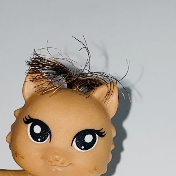 Polly Pocket Toy Pet Animal Figure Brown Faux Hair on Head Kids Pretend Play - Picture 3 of 6